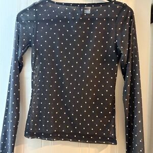 H&M Black and White Polka Dot Long Sleeve Tee